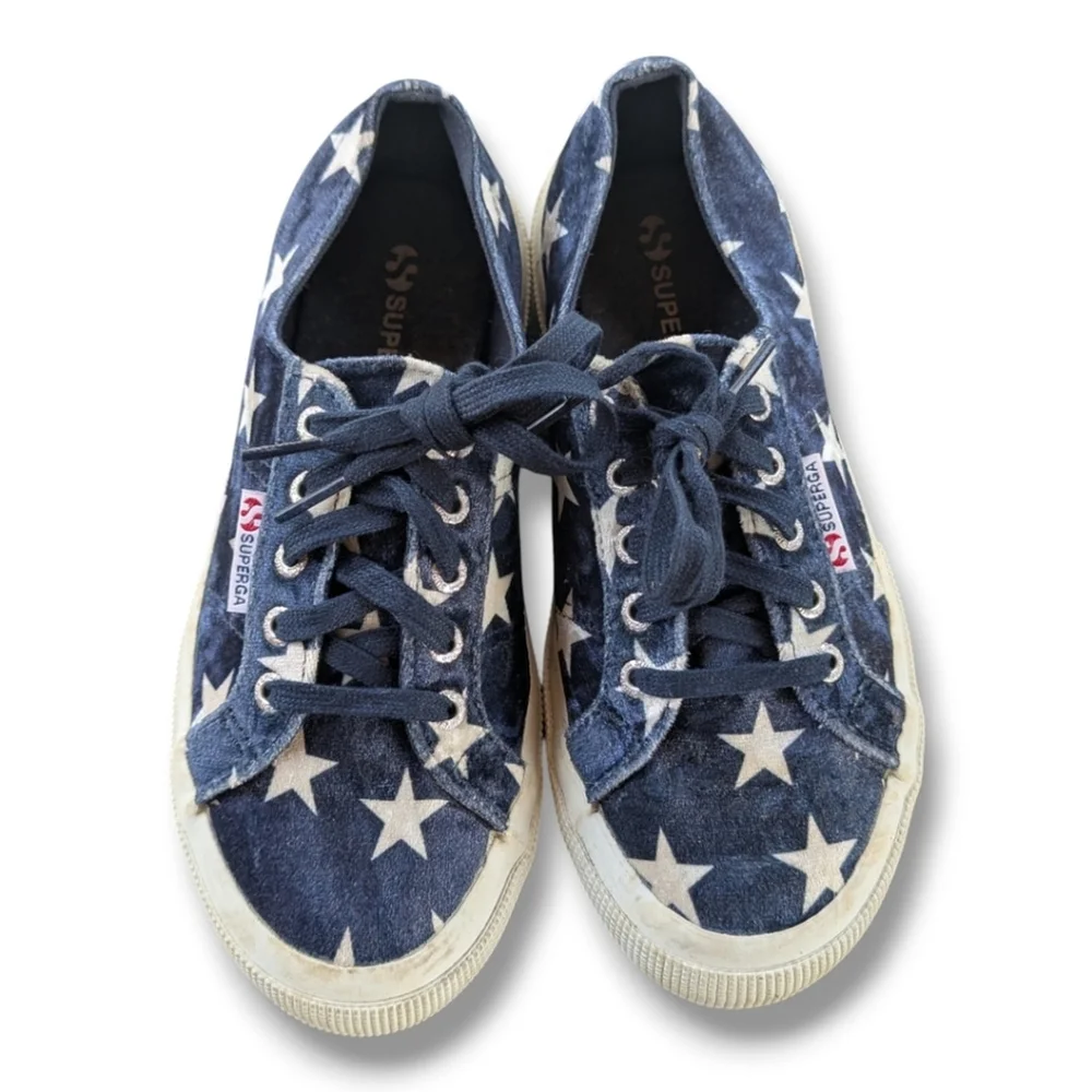 Anthropologie Superga Velvet Stars 90s Grunge Cotu Fantasy Sneakers Women's 6.5